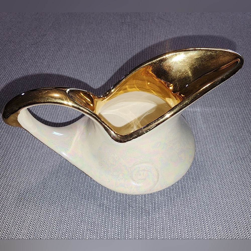 Pearl Cream and Gold Ceramic Pitcher